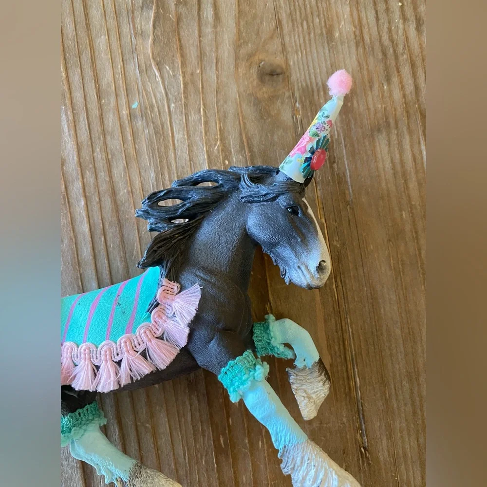 Horse Birthday Cake Pink Aqua Western Cowgirl Clydesdale Mare Cake Topper Toy